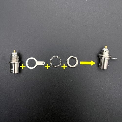 JZK 5X Connecteurs Femelles BNC Prise Femelle à Montage sur Panneau avec poignée de cloison à écrou Adaptateur de sonde Radiale RF BNC pour châssis fiche à souder pour vidéosurveillance