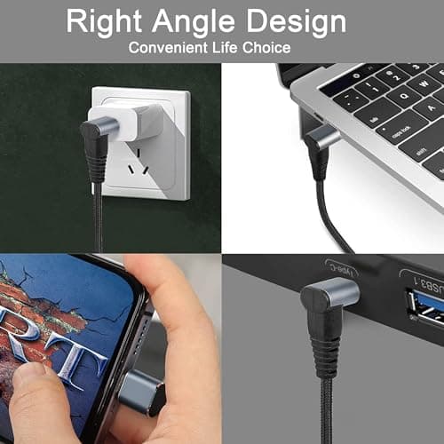 GELRHONR Cable USB C vers USB C 90 Degrés, Type c Male vers Type c Femelle Charge Rapide 100W Transfert de Données 10Gbps Supporte Vidéo 4K@60Hz pour Laptop,Tablet,Steam/Deck,S21/S20 (0.25M/0.8Ft)