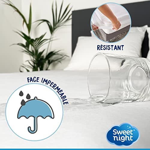 SWEET NIGHT Sweetnight - Protège Matelas 180x200 cm | Bouclette en Coton | Alèse Imperméable et Absorbante | Respirant et Silencieux | Compatible Grands Bonnets