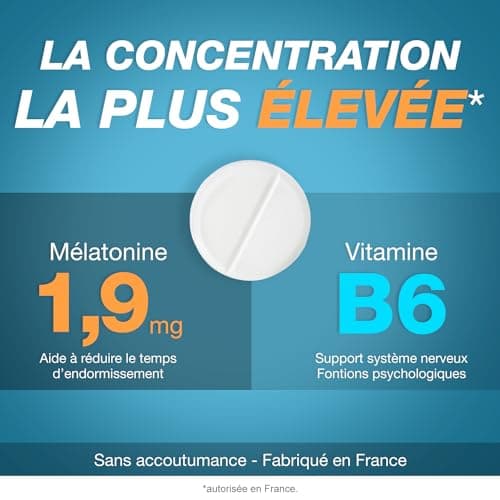 Mélatonine 1,9mg - 150 nuits : Action Rapide - Régulateur de l’horloge biologique | Pulsions de grignotage | Fabriqué en France | Endormissement serein | Réveil lucide