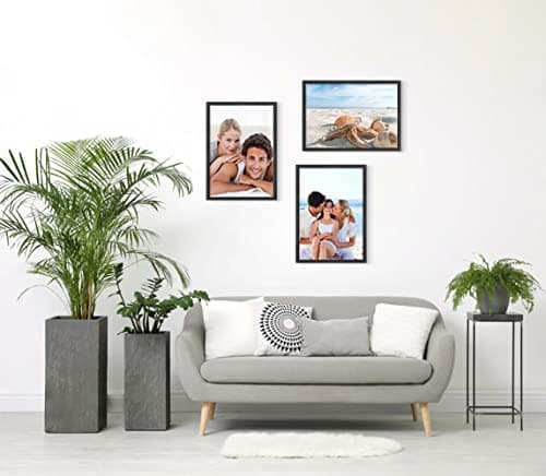 Cadre Photo A3 Set de 2 Cadres Photo en Bois Massif Noir Avec Vetro di plastica pour Galerie Certificat Document Maison Décoration (29.7x42 cm)