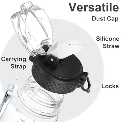 GOPPUS 500ml/17oz Bouteilles d'eau pour enfants avec paille sans BPA Bouteille d'eau étanche pour enfants pour l'école Tritan Fille Garçon Bouteille d'eau sport réutilisable avec marquage de l'heure