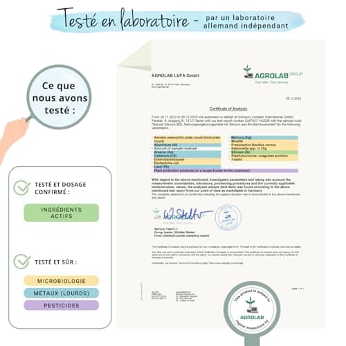 Silicium Organique Vegavero® | 100% BIO & NATUREL - Extrait de Bambou | Sans Additifs | 120 gélules de 150 mg | VEGAN