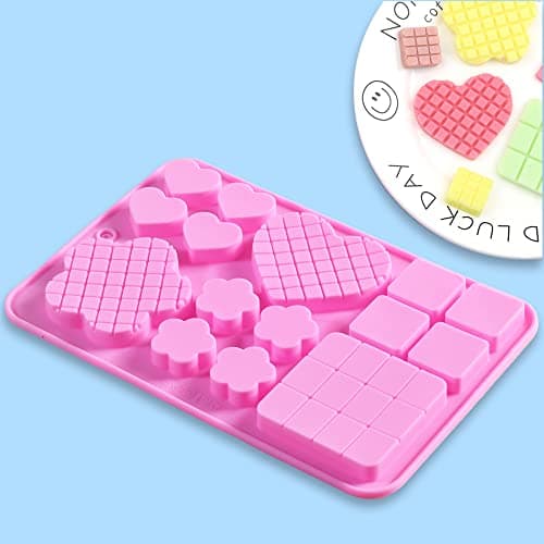 Cozihom Lot de 4 moules carrés en silicone en forme de cœur et de fleur pour faire du chocolat, des bonbons