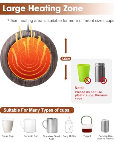 MYMULIKE Chauffe-Tasses à café,Chauffe-Tasses de Bureau avec USB Chauffe-Boissons Chauffe-Tasses à thé Chauffe-Bureau Plaque chauffante pour thé, Eau, Lait pour Bureau, Maison, Bureau