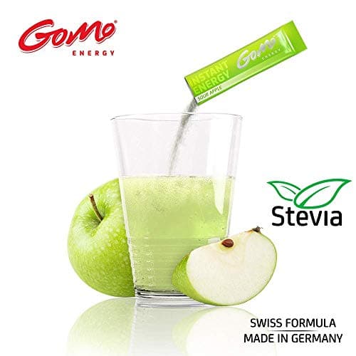 GoMo ENERGY® Boisson de vitalité 100% naturelle sans sucre | Stimulation physique et mentale | Plus d’énergie et de concentration | Végane hypocalorique édulcorée avec stevia | SOUR APPLE 30 portions