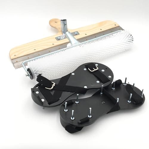 DEWEPRO Ensemble de revêtement de sol : Rouleau de dégazage, Raclette à grand format et Chaussures à clous