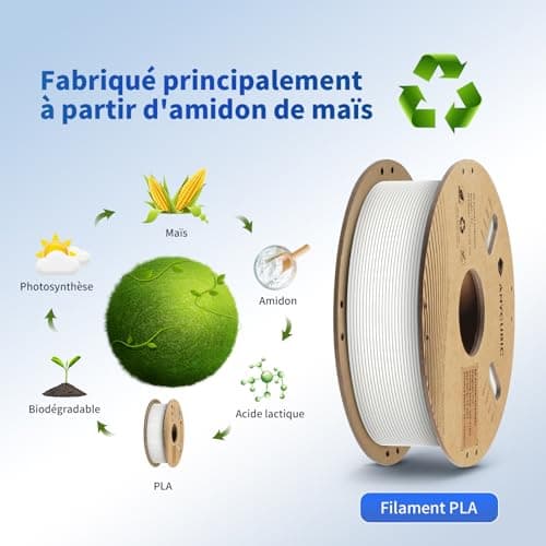 ANYCUBIC Filament PLA pour Imprimante 3D, 1KG de Filament PLA de 1,75 mm pour l’impression 3D sur Imprimante 3D et Stylo 3D, Avec RFID, Blanc Brillant