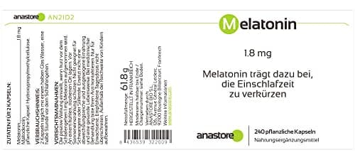MÉLATONINE * 1.8 mg / 120 doses * Sommeil * (1 dose = 2 gélules) * pour réduire le temps d’endormissement.