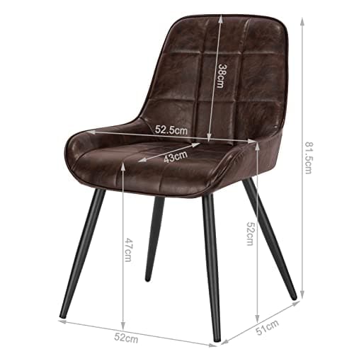 WOLTU Lot de 6 Chaises de Salle à Manger, Chaises Relaxantes en Simili Cuir, Chaises Scandinaves Ergonomiques avec Dossier pour Salon, Salle de séjour, Cuisine, Chambre, Marron foncé, BH332dbr-6