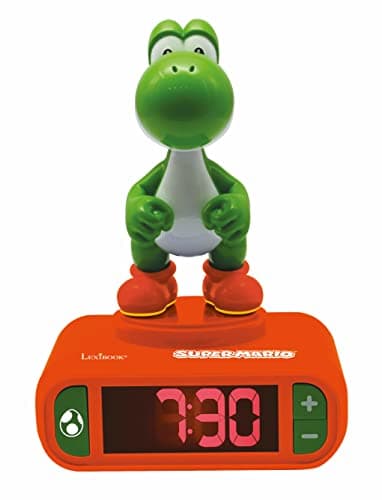 Lexibook - Réveil Nintendo Super Mario - Effets sonores Super Mario - Horloge Réveil Garçons - avec Snooze- Orange/Vert - RL800NI1, Taille unique
