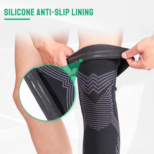 Fly texpro Maintien Compression Genouillère sport,Manchons de genou et jambe V2,Genouillere Arthrose Genou Genouillères pour Femmes/Hommes,Soutenir les douleurs articulaires,les dommages au ligament