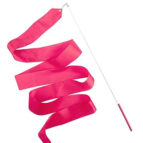 Ruban de gymnastique rythmique rose vif avec bâton de twirling 4 m par Trimming Shop