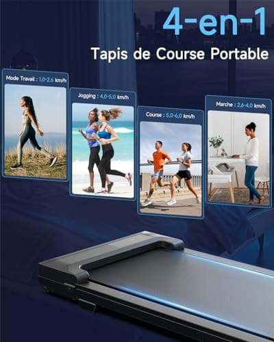 Tapis de Marche Course Walking Pad - Bureau Compact Petit Mini Treadmill Home Maison Courses Silencieux Portable Roulant Motorise Electrique Machine 6KM/H Vitesse Réglable