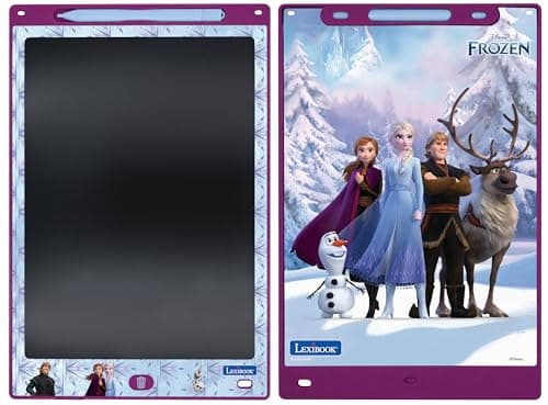 Lexibook, Ardoise Magique La Reine des Neiges, Jouet Artistique et créatif pour Filles et garçons, Format A4 avec dessins multicolores, Violet/Bleu, CRT10FZ