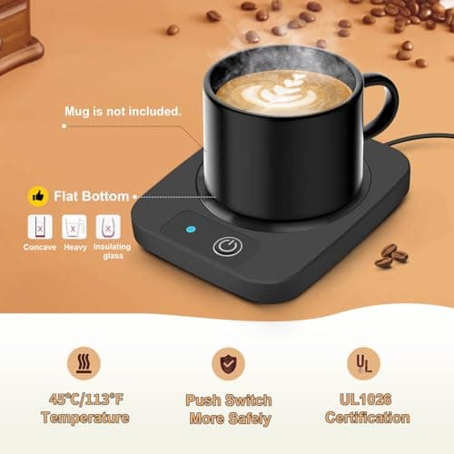 Azyh Chauffe-Tasse pour Café, 45°C Tasse Intelligente, Chauffe-Bougie Intelligent, Chauffe-Café électrique avec Panneau en Aluminium pour Bureau, Chauffe Tasse USB pour Chauffer Le café Lait thé Cacao