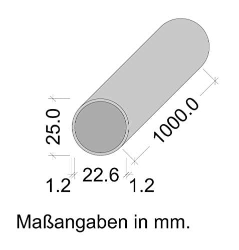 Gedotec Barre de garde-robe ronde en acier inoxydable pour montage mural | Tube d'armoire 1000 mm pour armoires et garde-robe | Tube de meubles Ø 25 mm | 1 pièce – Barre