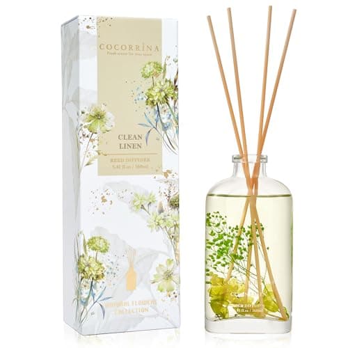 COCORRÍNA Diffuseur Parfum Maison, Linge Propre 160ml avec bâtonnets Parfum de Maison pour Salle de Bain Chambre à Coucher Décoration d'intérieur