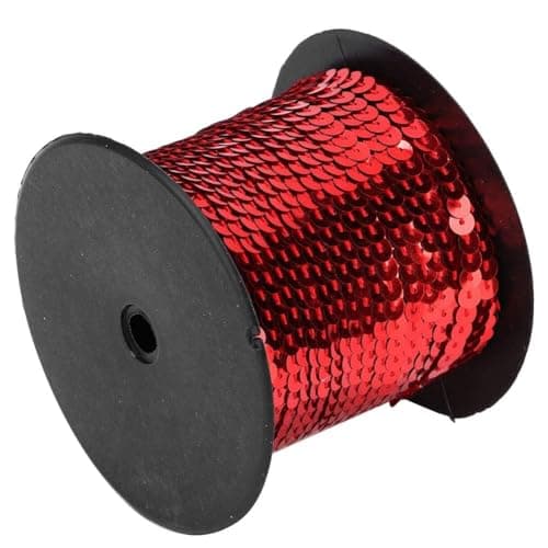 Agatige 100 Yards Rouleaux de Paillettes Sequins, 6 mm Paillettes Ruban Rouleau Paillette Couleur Perles Paillettes Sequin, Couleur Rubans à Paillettes pour Fabrication de Bijoux et Couture(Rouge)