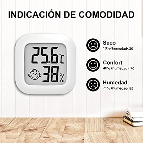 Lot Thermomètre Intérieur,LCD Mini Digital Thermometre Hygrometre Interieur, Haute Précision Petit Thermomètre d'intérieur Exterieur Mural Pour Maison, Chambre Bébé, Culture and Cave (4)