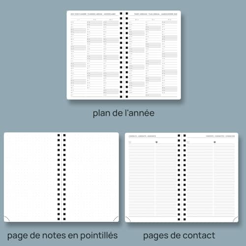 POPRUN Agenda de Poche 2025 Semainier et Carnet de Notes 16 x 10,5 cm - Couverture Spirale en Cuir A6 petite Planner, D'Jan 2025 à Déc 2025, Règle signet, Papier 100 g/m2, Pétrole Vert-PTL