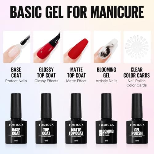 TOMICCA 42PCS Kit Vernis Semi Permanent Automn, 36 Couleurs + 1 Base + 1 No Wipe Top Coat + 1 Top Coat Matte + 1 Blooming Gel + 2 Présentoir à Clous Rond, Lot Gel Semi Permanent UV/LED