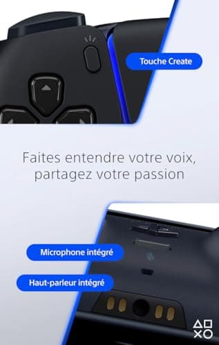 Sony, Manette PlayStation 5 officielle DualSense, Sans fil, Batterie rechargeable, Bluetooth, Compatible avec PS5 et PC, Couleur : Midnight Black