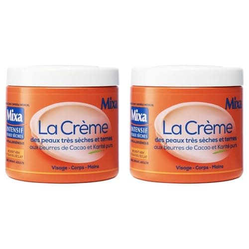 Mixa Intensif Peaux Sèches - La Crème des Peaux Très Sèches et Ternes - Multi Usages Visage, Corps, Mains, Pieds - Nourrit 48h et Ravive l'Éclat - Pénétration Rapide - Hypoallergénique - Pot 400 ml?