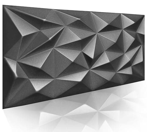 Lot de 4 panneaux 3D, panneaux en polystyrène XPS, panneaux de plafond, panneaux muraux 3D, décorations, plafonds, revêtement mural brillant, 3 mm d'épaisseur - 100 cm x 50 cm - 2 m2 (noir 03)