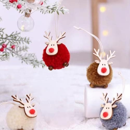 Decoration Sapin Noel Pendentif,8 Pièces Bois Pendentifs Decoration Noël,Naturel Ornements D'arbres de Noël Cadeau Mignonne pour la Décoration de la Maison