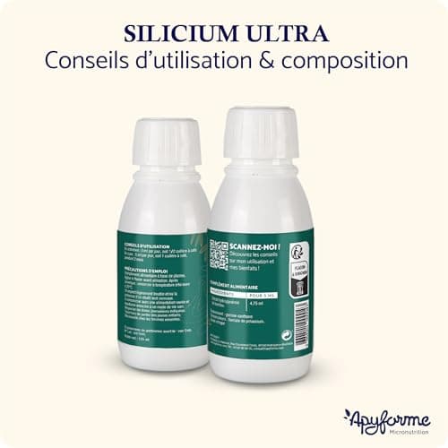 Silicium Organique Ultra - 125 ml Correspondent à 5 Litres de Silice - 100% FRANÇAIS - Fabriqué et Conditionné en France par Apyforme