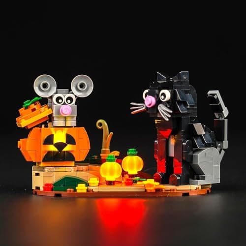 Kit de lumières LED pour Lego 40570 Halloween Chat et Souris (Pas de Lego), kit d'éclairage de décoration pour Lego Halloween Chat et Souris, Jouet créatif pour Adultes et Enfants