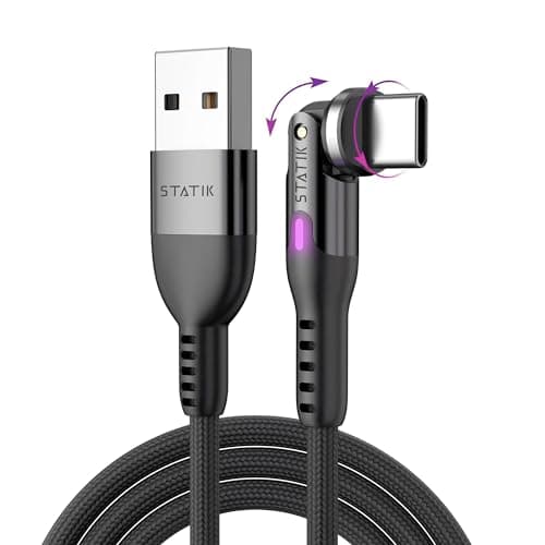 Statik PowerPivot Lot de 3 Câbles USB C 12 W - Angle Droit Avec Tête Rotative à 360° - Chargement Type C, Pivotant à 90 Degrés