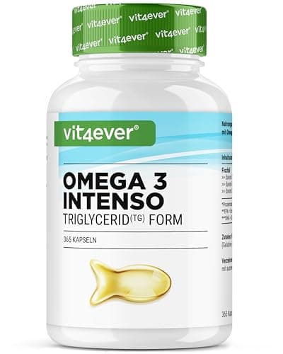 Premium Omega 3 Avec 80% D'Acides Gras - 365 Gélules - 1000 Mg D'Huile De Poisson Par Gélule Avec EPA & DHA - Forme Triglycéride - Purifié Avec Soin À Partir De Pêche Durable