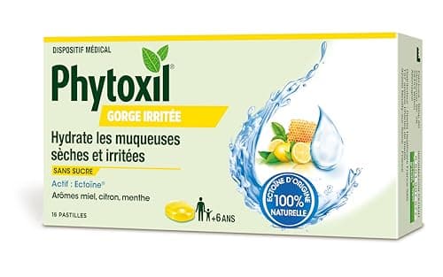 Phytoxil Pastilles Gorges irritées - Miel citron menthe – Dispositif médical- Hydrate les muqueuses sèches et irritées – 16 pastilles - A partir de 6 ans