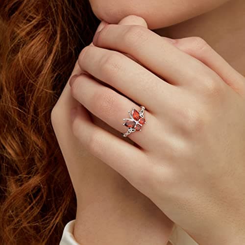 SILVERCUTE Bague Femme Entrelacs Argent 925 avec Pierre de Naissance Juillet - Rubis Synthétique