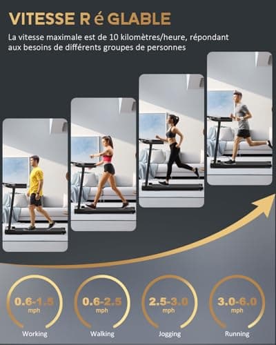 Tapis de Course Marche Pliable - Tapis de Marche Pliable Motorise Walking Pad Electrique Silencieux Tapis Roulant Pliable 10 km/h Treadmill Compact pour la Maison et Le Bureau