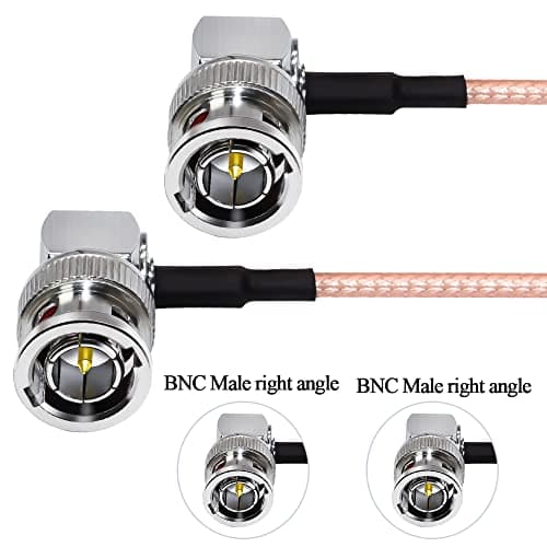 TUOLNK Câble coudé BNC 75ohm BNC mâle à angle droit vers BNC mâle à angle droit Câble d'extension d'extension RG179 20 pouces (50 cm) Antenne WIFI Pigtail Jumper Câble coaxial vidéo HD SDI 2 Pack