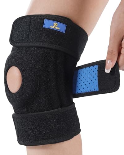 ABYON Genouillère pour Homme Femme avec Stabilisateurs Latéraux et Sangles Réglables, Support Rotulien Ouvert pour Tendinite, Déchirures du Ménisque, Soulagement des Douleurs Articulaires