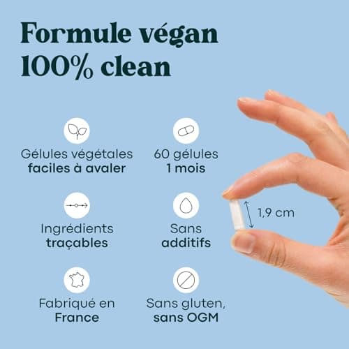 Magnésium Marin + Vitamine B6, Combat la Fatigue et le Stress, Cure de 1 mois, 60 Gélules Végétales, Magnesium Marin Pur 300 mg/jour, Fabriqué en France, Essentials by Novoma