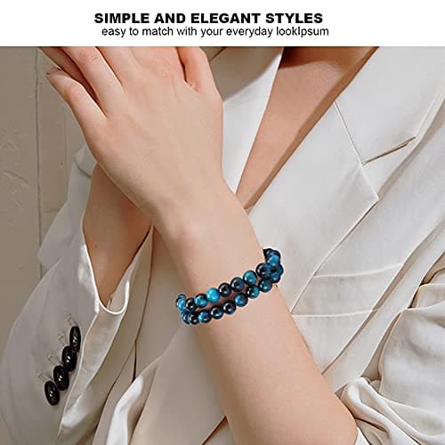 Perles bleues d'oeil de tigre, perles d'espacement rondes de pierre gemme de pierre naturelle pour l'accessoire de fabrication de bracelet de bijoux à bricoler soi-même(8mm【48pcs/string】)