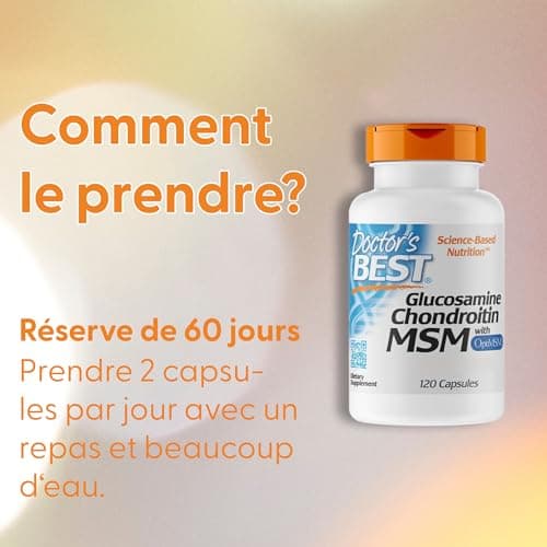 Doctor's Best, Glucosamine-Chondroitin MSM, avec OptiMSM, 120 Gélules, Sans Soja, Sans Gluten, sans OGM