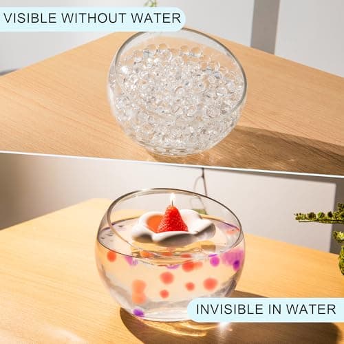 ANZON MORIES Perles d'eau claire 328g billes et plates pour vase, Perle d eau transparente en hydrogel et eau gélifiée Clair, bougies flottante, décoratif maison, déco Noël, festivité marriage