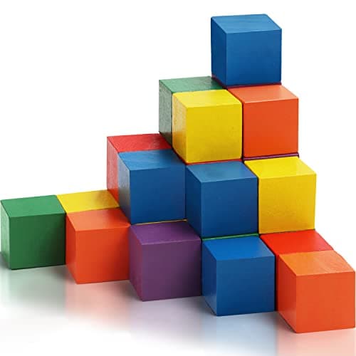 Belle Vous Cube Couleur en Bois (Lot de 100) - 3 x 3 x 3 cm - Bois Cube Carré Naturel de 6 Couleurs - Cube Bois Enfant, Travaux Manuels, Fabrication de Puzzle, Jouets Éducatifs