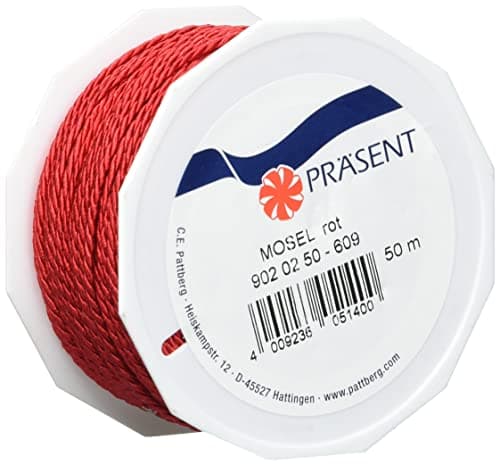 C.E. Pattberg MOSEL Ficelle rouge, 50 m de Cordelette Tissée, Largeur 2 mm, Accessoire pour Décoration, Bricolage, Travaux Manuels et Emballage Cadeau