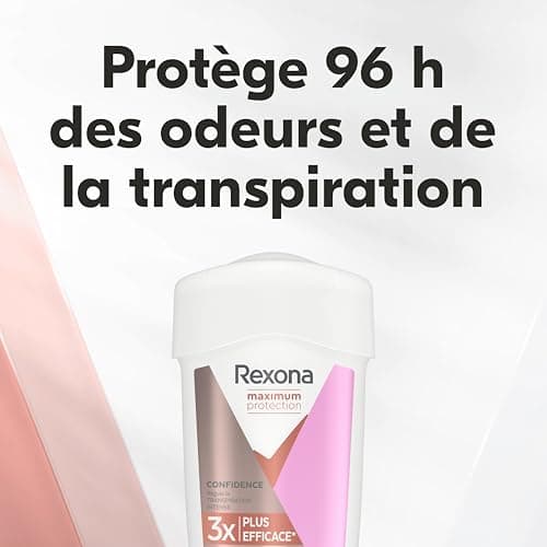 REXONA - Déodorant Femme Confidence - Stick Anti-transpirant - 3x plus efficace contre la transpiration - Protection 96h - 45ml