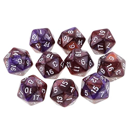 Sharplace 10pcs Dés Chiffres 20 Faces Dice D20 Accessoires pour Jeux de Rôle Bar Club (Café Violet)