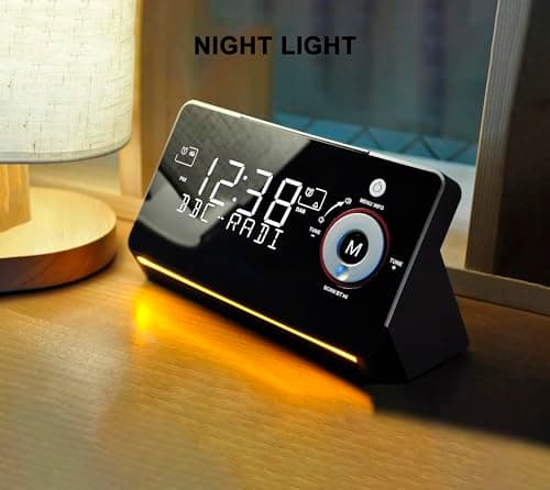 Réveil de Chevet avec Radio Dab et FM, Double Alarme, Snooze, écran LCD dimmable, veilleuse, Bluetooth, Type C et Port de Charge USB iTOMA 729