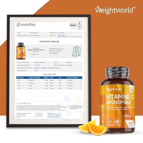 Vitamine C Liposomale 1000mg - 180 Gélules Vegan (3 mois) - Antioxydant, Anti Fatigue, Immunité Adulte, Vitamine C Gélules, Acide Ascorbique Haute Absorption avec Extrait d'Églantier (Cynorrhodon)