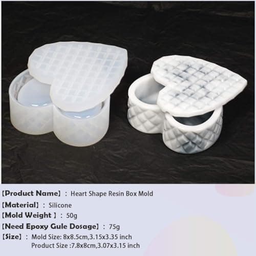 Finelnno Moule Silicone Resine Epoxy Boîte de Rangement Coquille de Stockage Cœur de Maquillage pour Coulée De Bijoux Porte-Stylo Bougeoir Plateau
